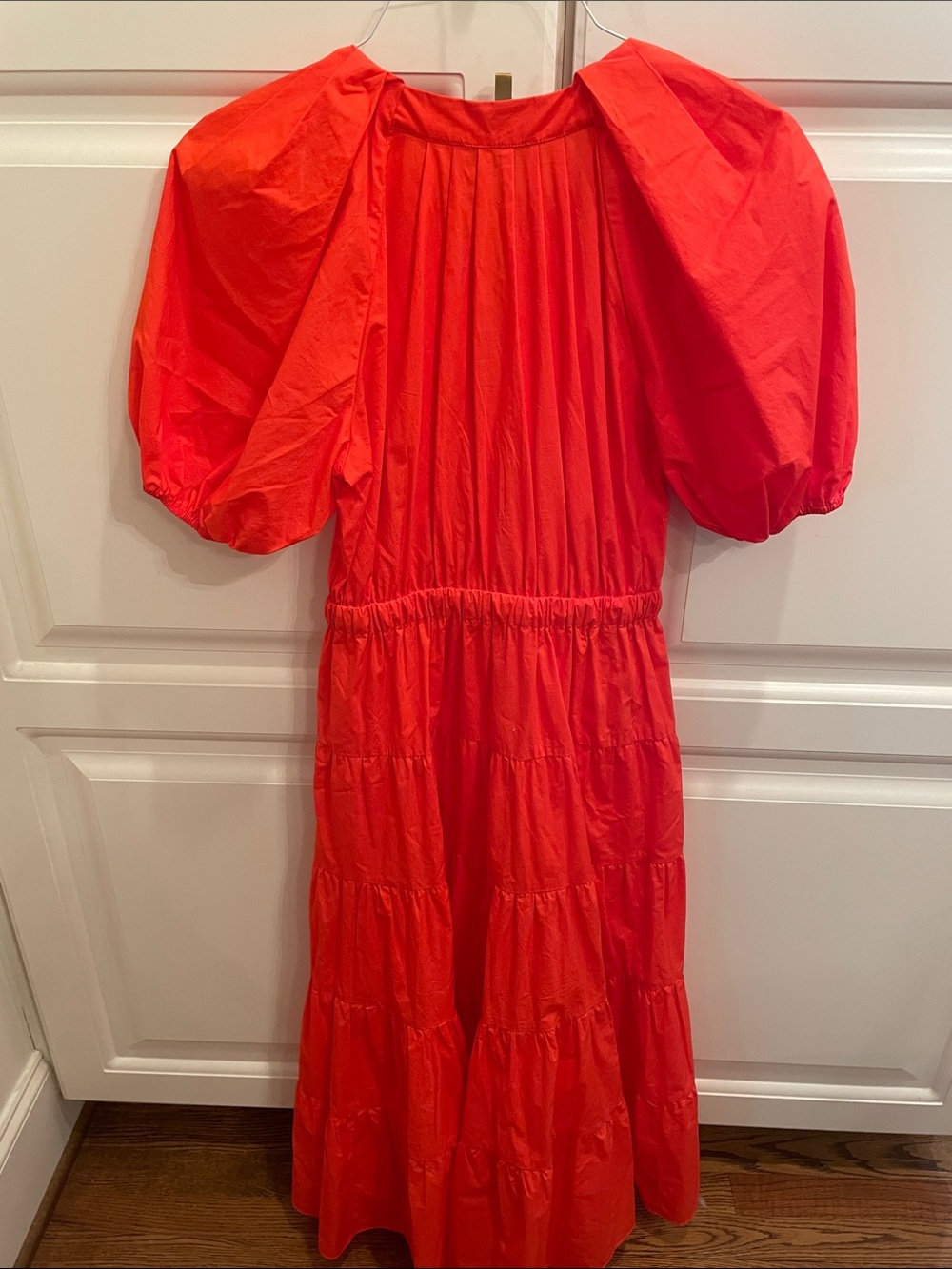Ulla Johnson orange puff sleeved tiered midi dress sz 6 - Picture 8 of 9